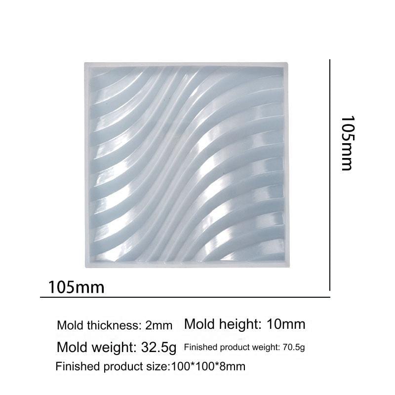 My Store Silicon Mould Square Wavy Textured Coaster Mould