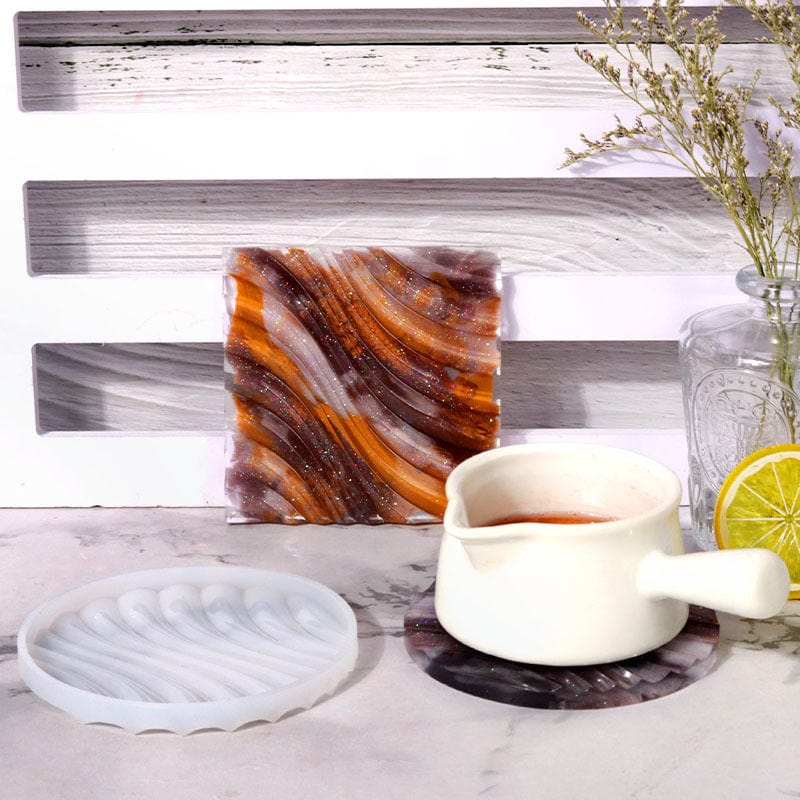 My Store Silicon Mould Square Wavy Textured Coaster Mould
