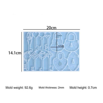 My Store Silicon Mould 12 Cavity Lock & Key Pendant & Keychain Mould