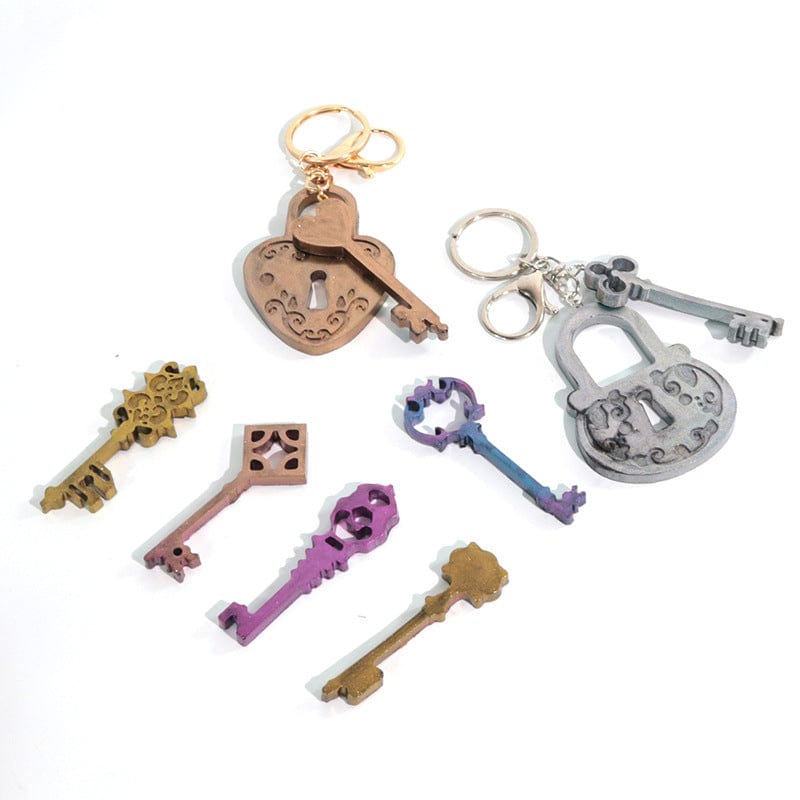 My Store Silicon Mould 12 Cavity Lock & Key Pendant & Keychain Mould