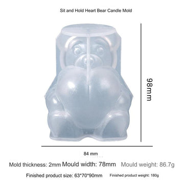 My Store Silicon Mould Sitting Bear With Heart Candle Mould