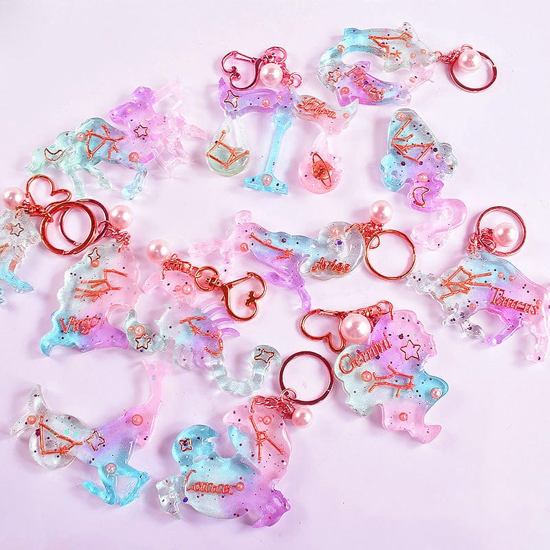 My Store Silicon Mould 2 in 1 (Total 12 Cavity) Zodiac Sign Pendant & Key chain Mould