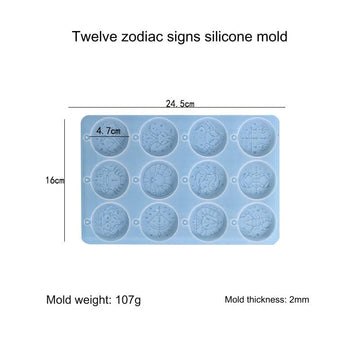My Store Silicon Mould 12 Cavity Zodiac Sign Keychain & Pendant Jewellery Mould
