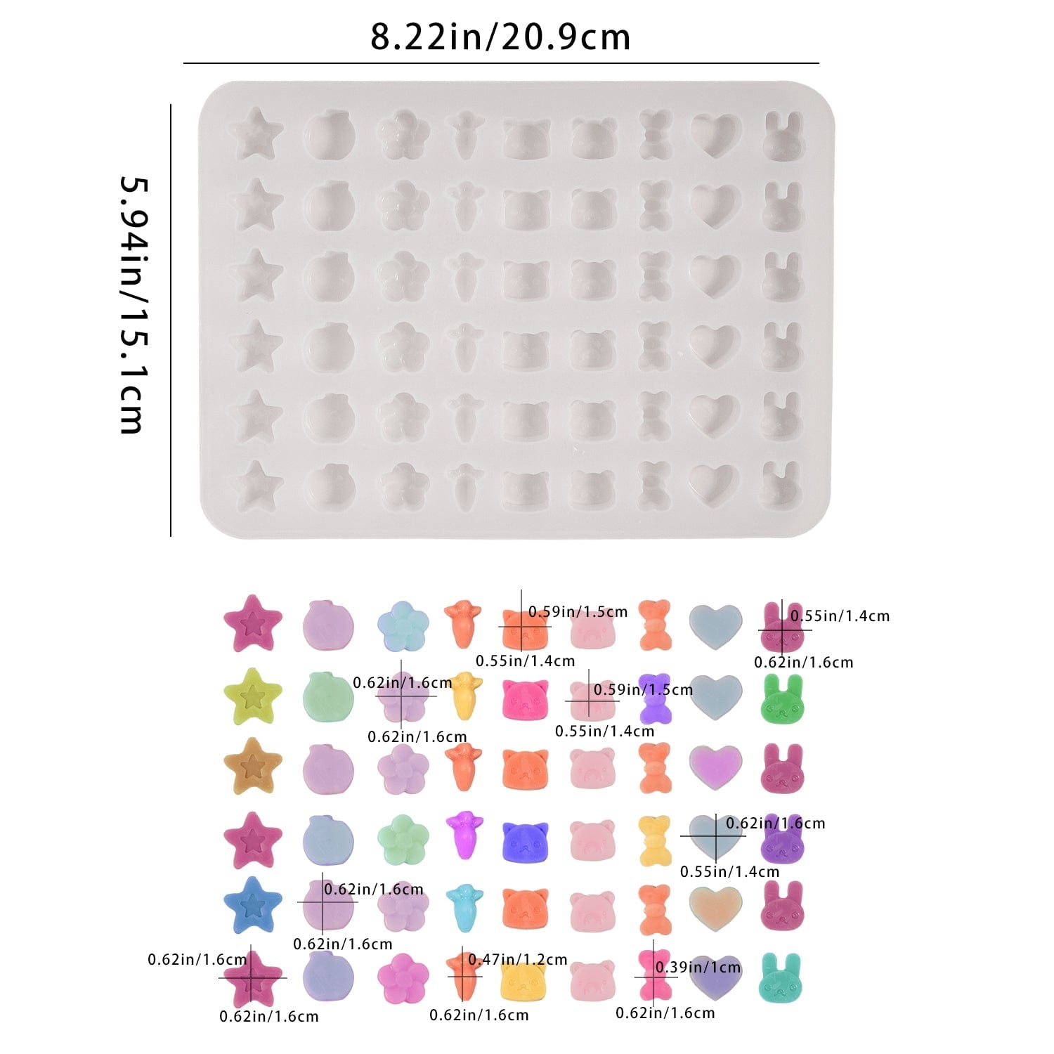 My Store Silicon Mould 54 Cavity Mix Miniature Candy Mould