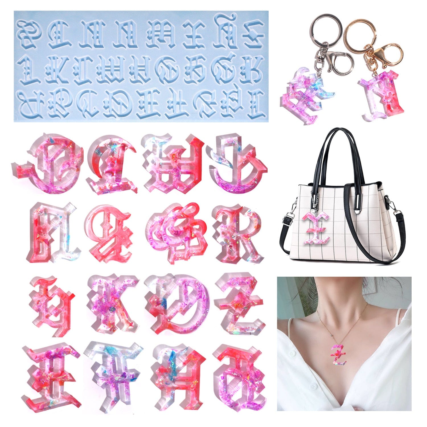 My Store Silicon Mould 26 Cavity Gothic Font Alphabet ABCD Mould