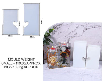 My Store Silicon Mould 2 IN 1 HALF HEART T-LIGHT HOLDER MOULD