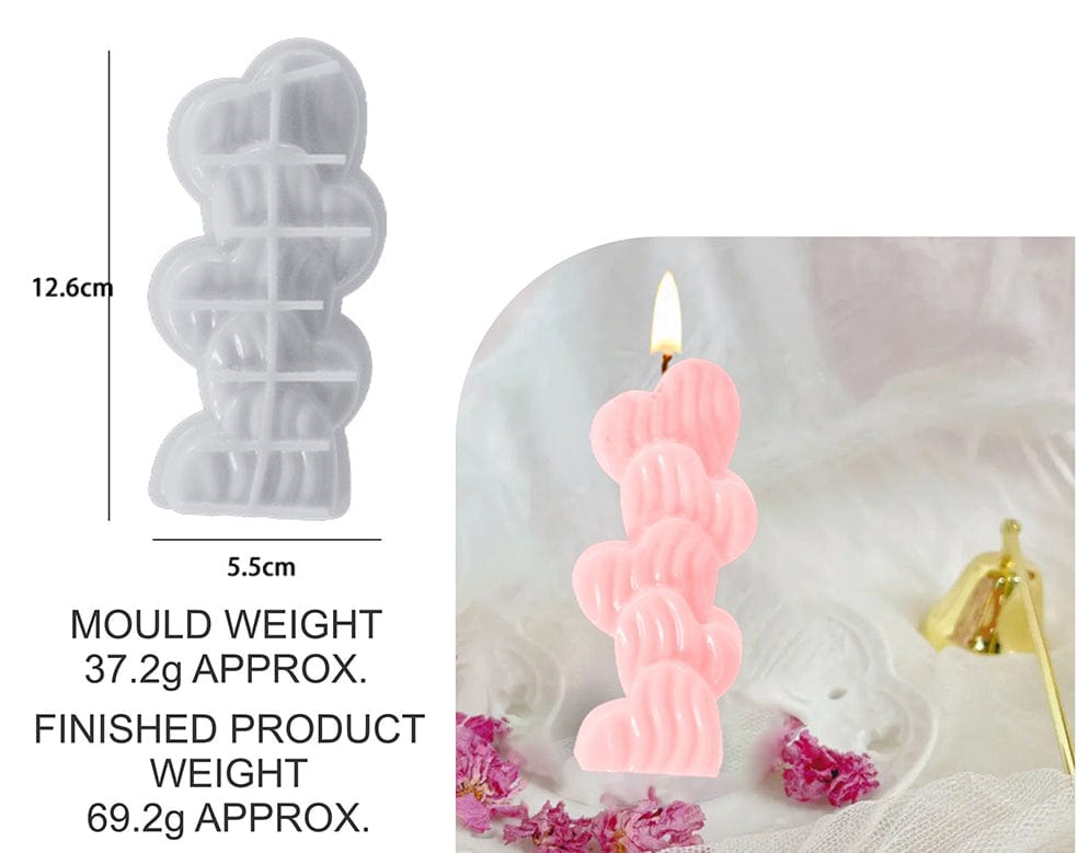 My Store Silicon Mould STRIPED 5 LOVE CANDLE MOULD