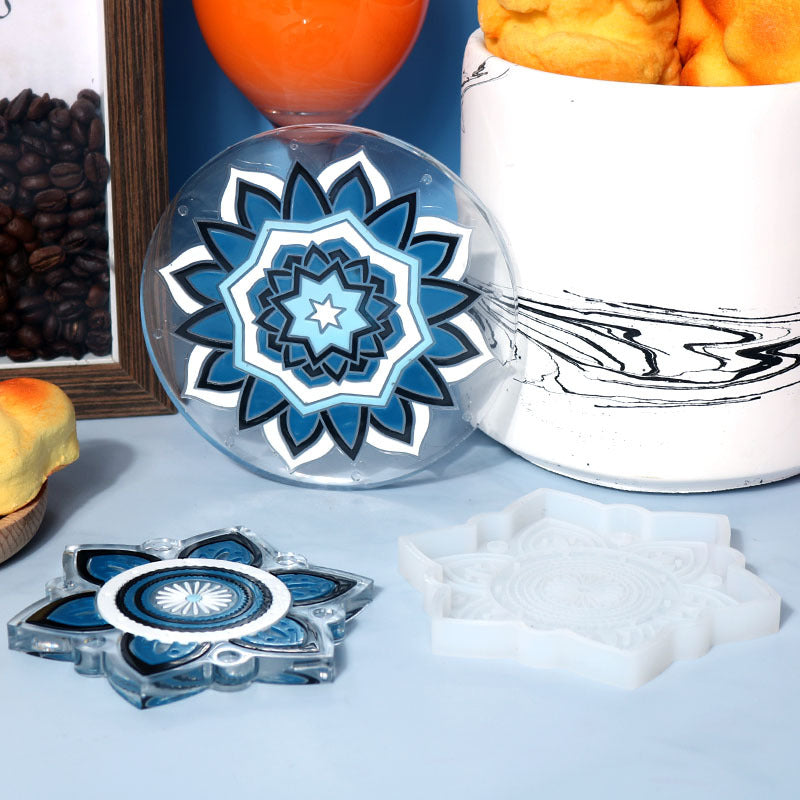 My Store Silicon Mould Mandala Pattern Flower Coaster Mould