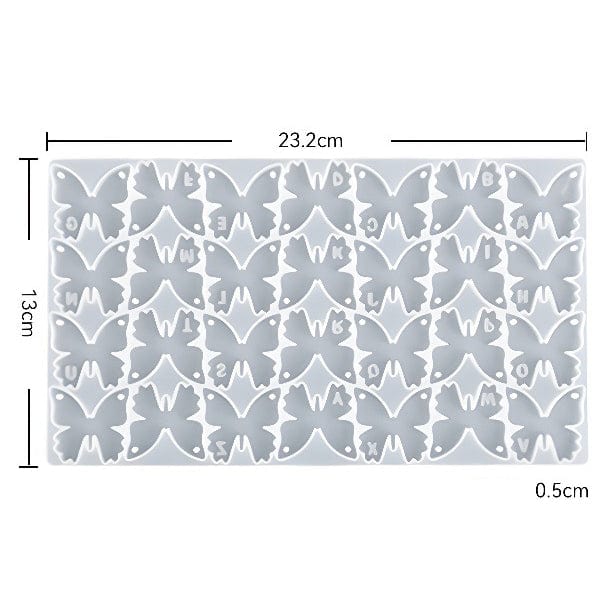 28 Cavity Letter Butterfly Keychain & Pendant Mould