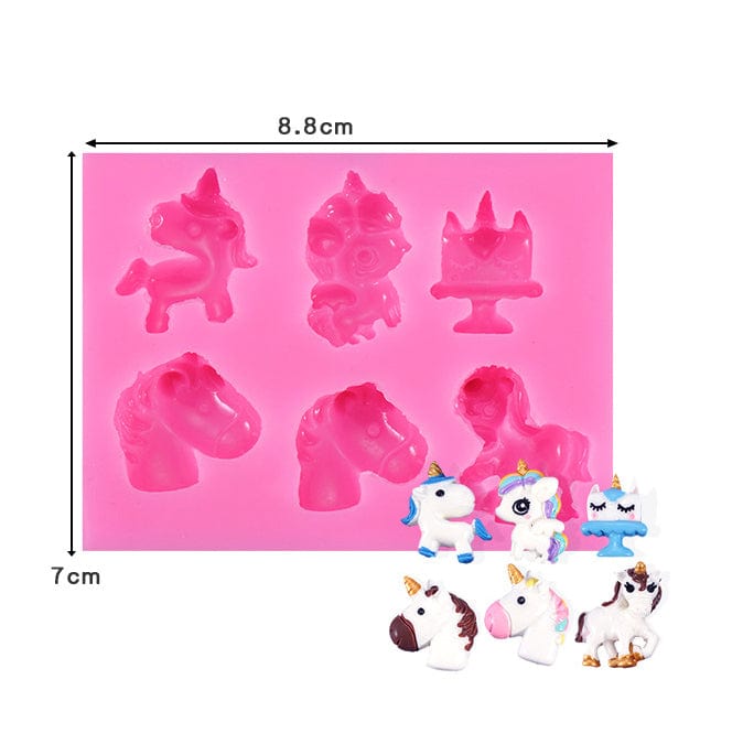 6 Cavity 3D Unicorn theme Mould