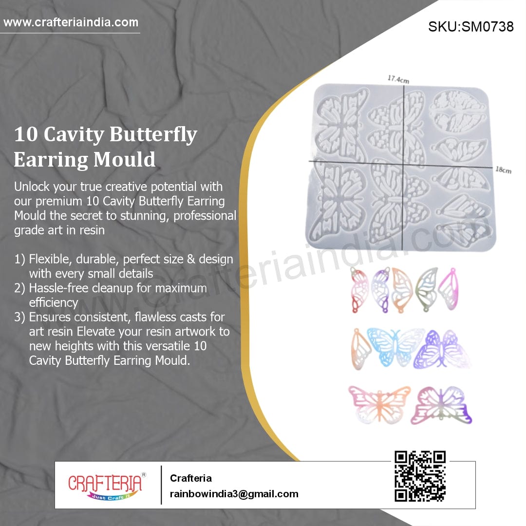 10 Cavity Butterfly Earring Mould