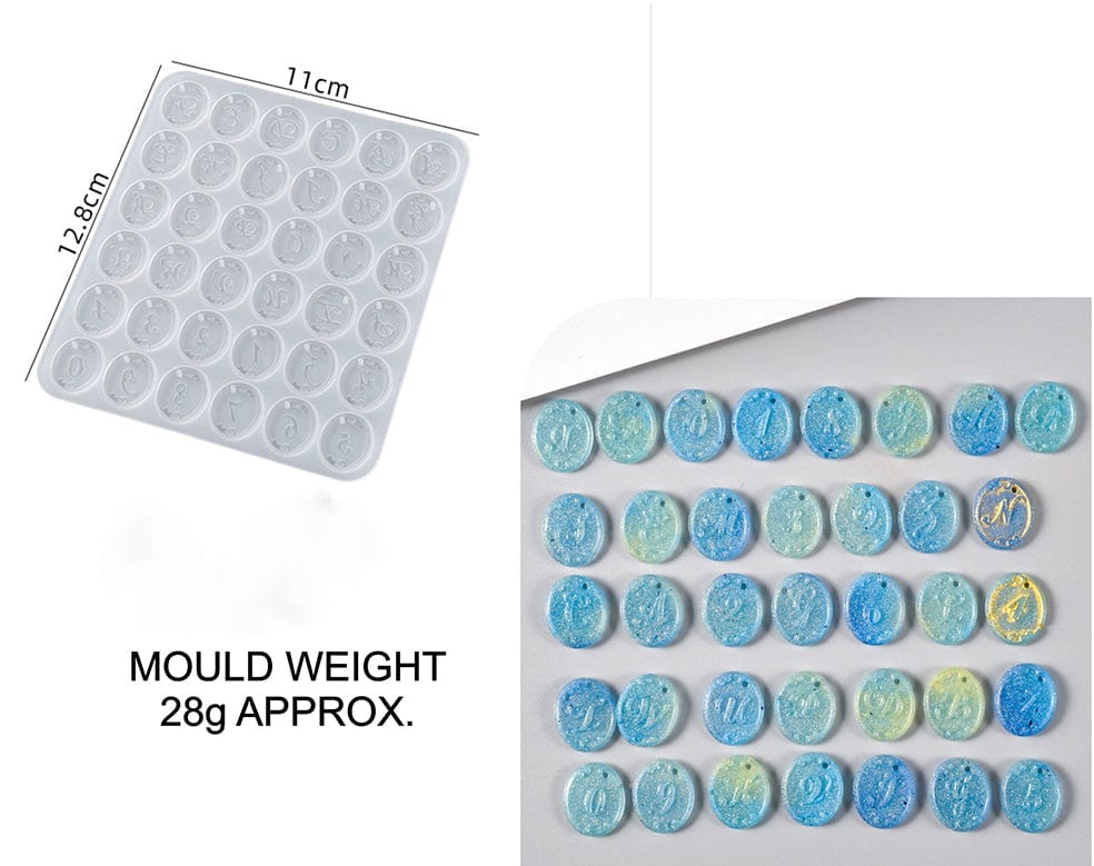 My Store Silicon Mould ALPHABET & NUMBER OVAL KEYCHAIN MOULD