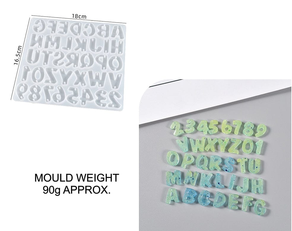 My Store Silicon Mould BIG ALPHABET & NUMBER BOTH SIDE HOLE KEYCHAIN MOULD