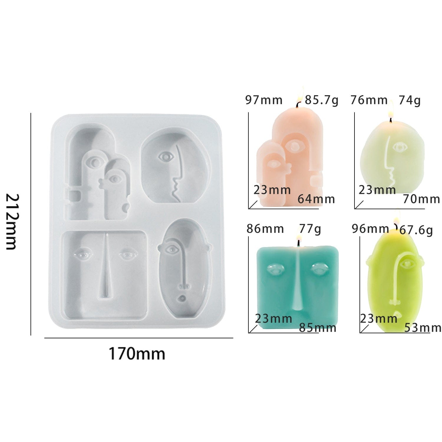 4 Cavity Abstract Face Shape Mould