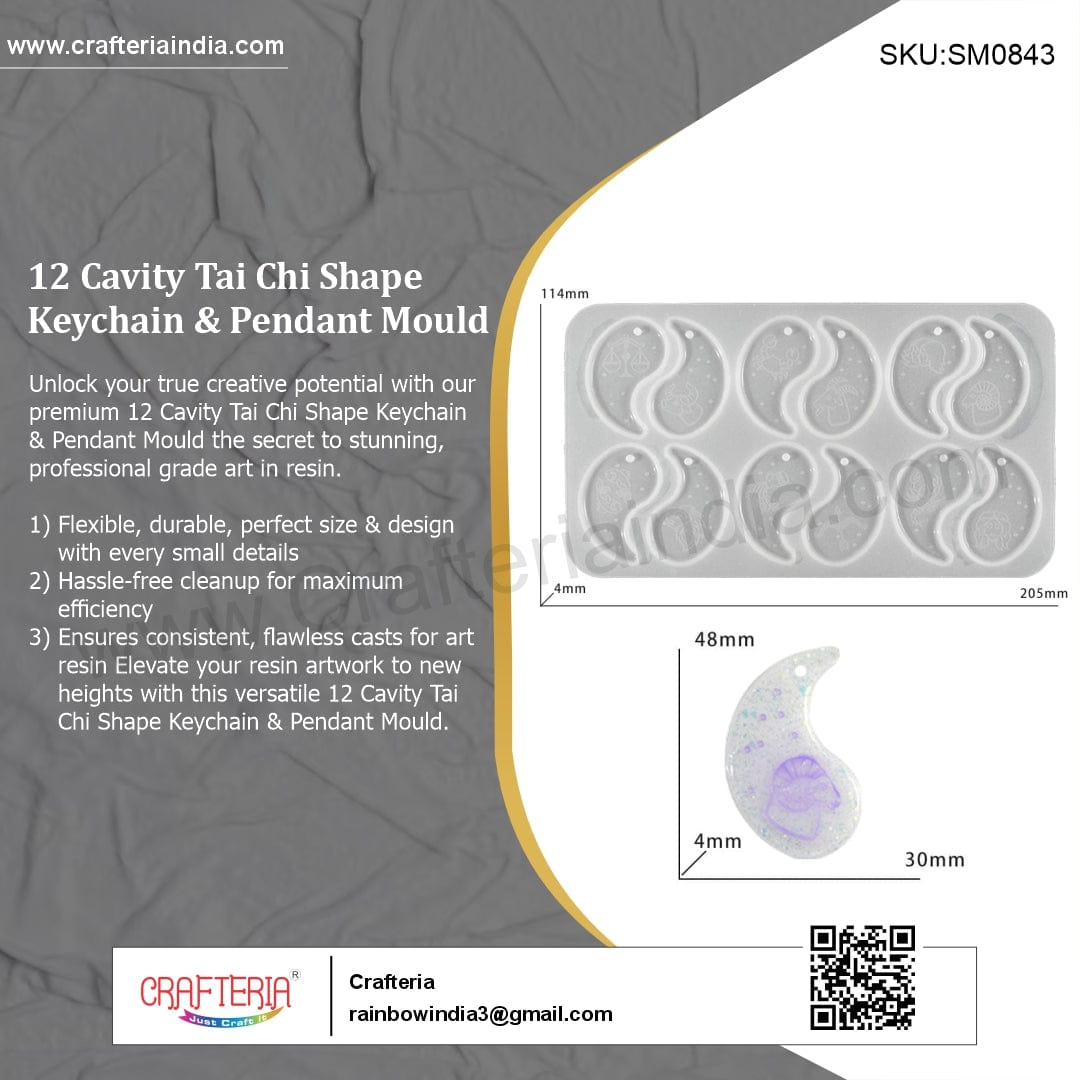 My Store Silicon Mould 12 Cavity Tai Chi Shape Keychain & Pendant Mould