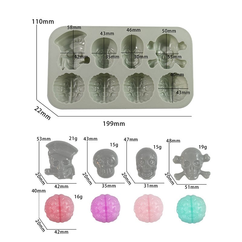 My Store Silicon Mould 8 Cavity Brain & Skull Mould