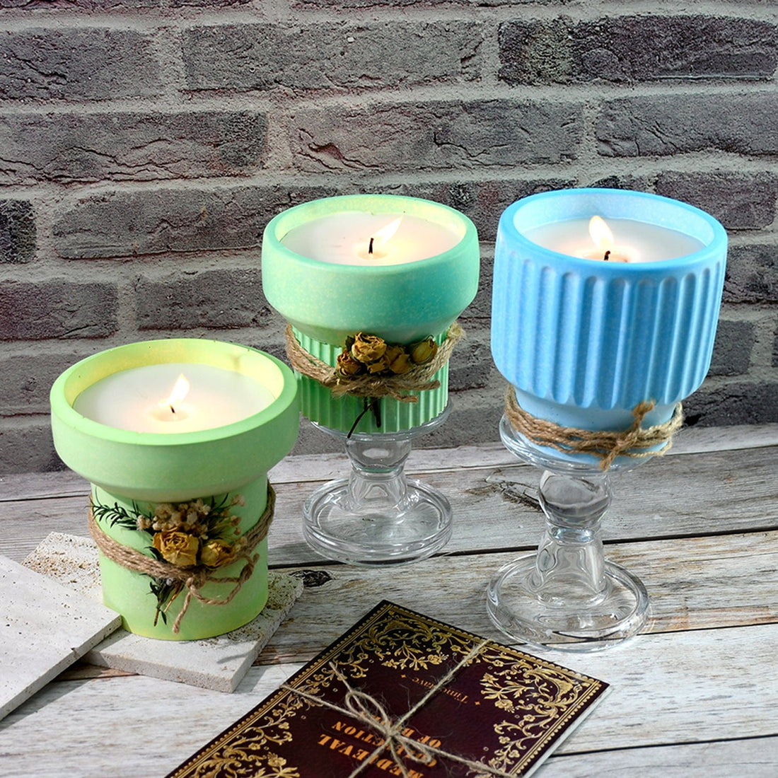 My Store Silicon Mould High Waist Striped Candle Holder Mould