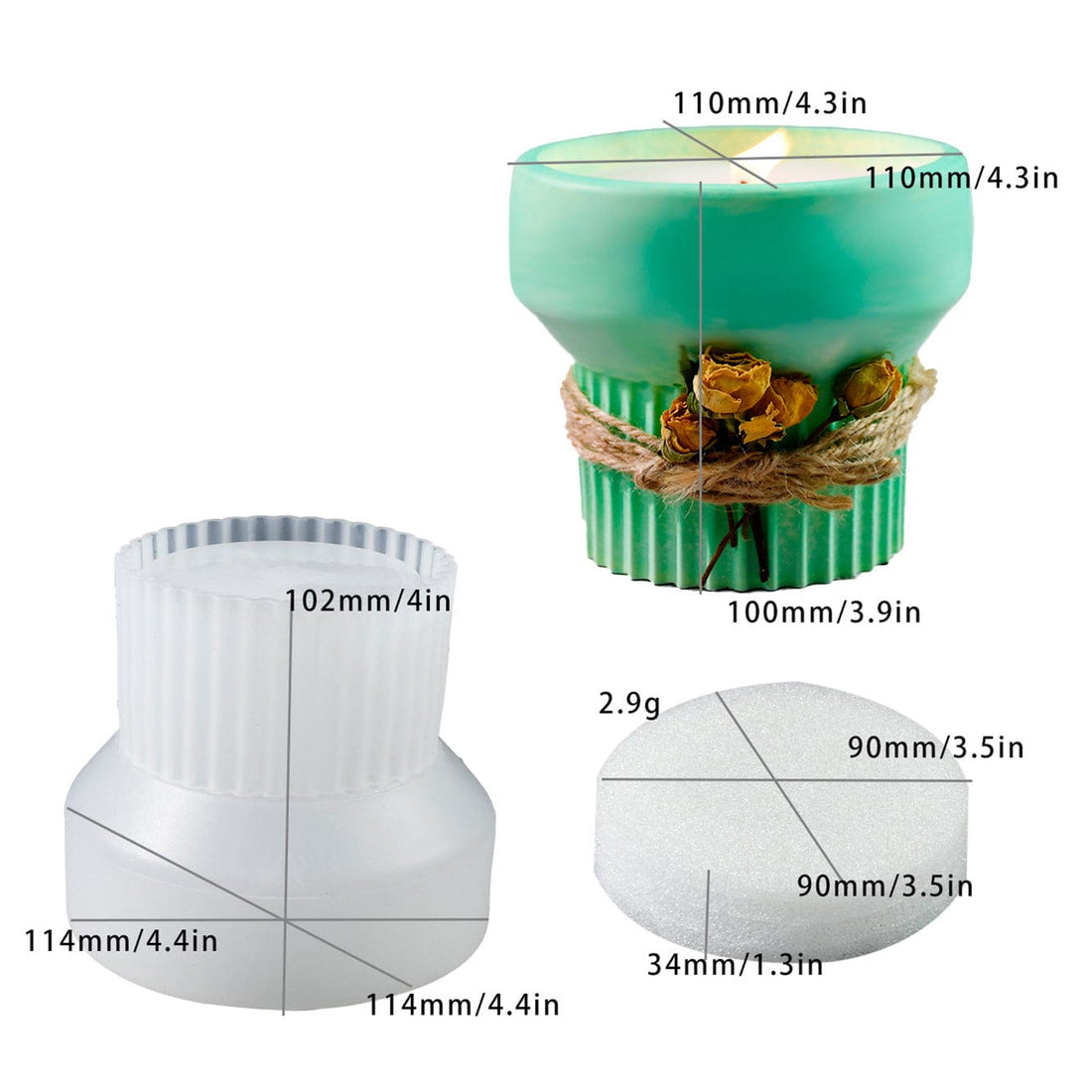 My Store Silicon Mould High Waist Striped Candle Holder Mould