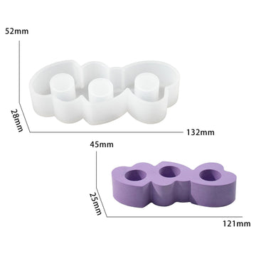 My Store Silicon Mould 3 Hole Heart Candle Holder Mould