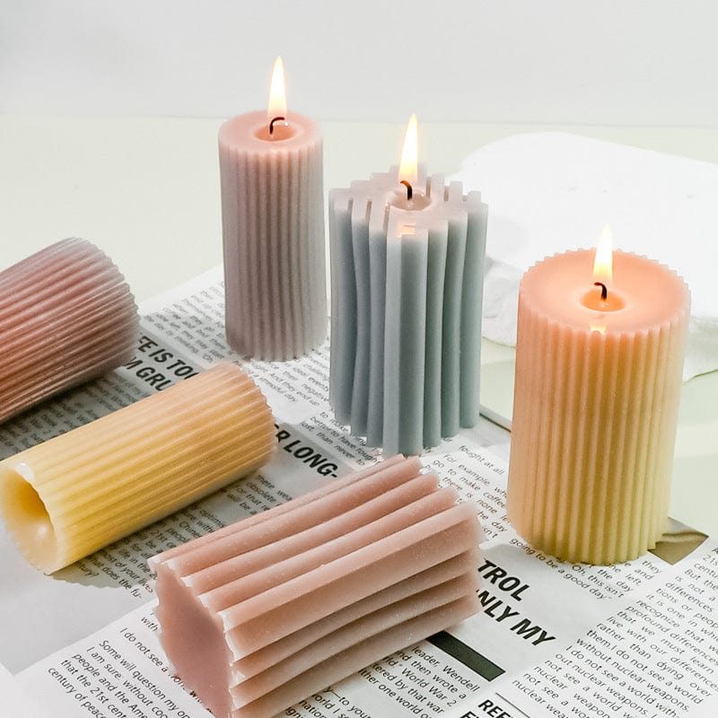 Small Cylindrical Striped Candle Mould