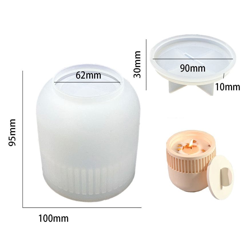 My Store Silicon Mould Cylindrical Candle Jar Mold with Lid Mould