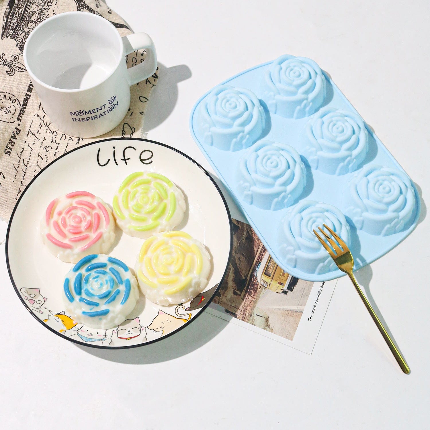 My Store Silicon Mould 6 Cavity Rose Shape Baking Mould