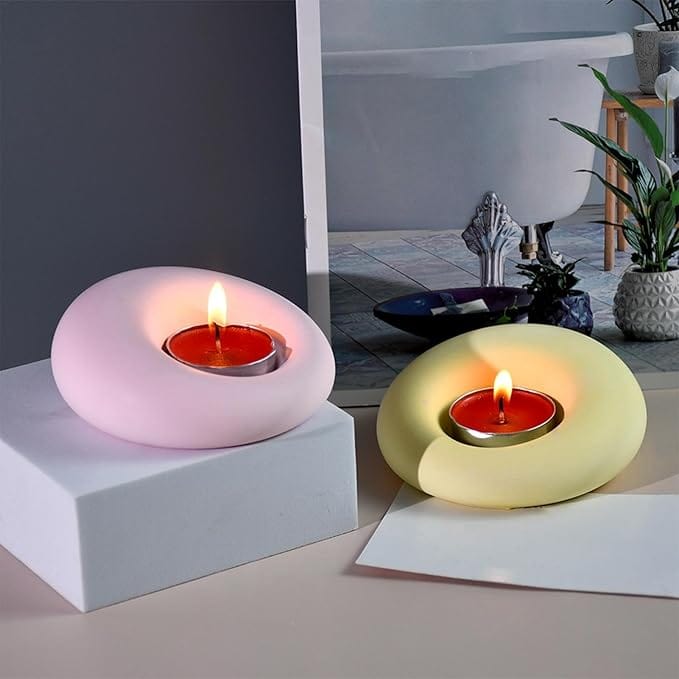 My Store Silicon Mould Unequal Circular Candle Holder Mould