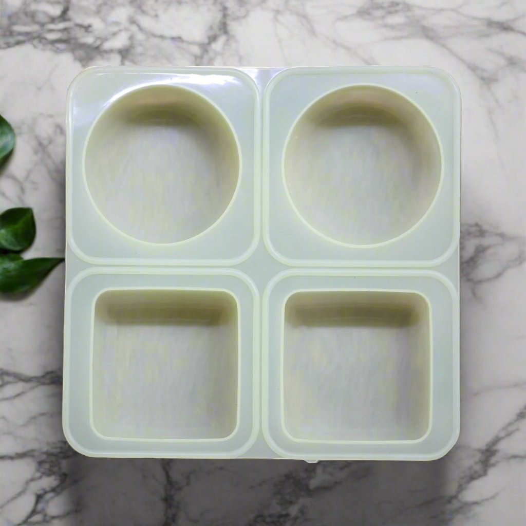 JUST CRAFT IT 4 Cavity 2Round + 2Square 125gms silicon soap mould