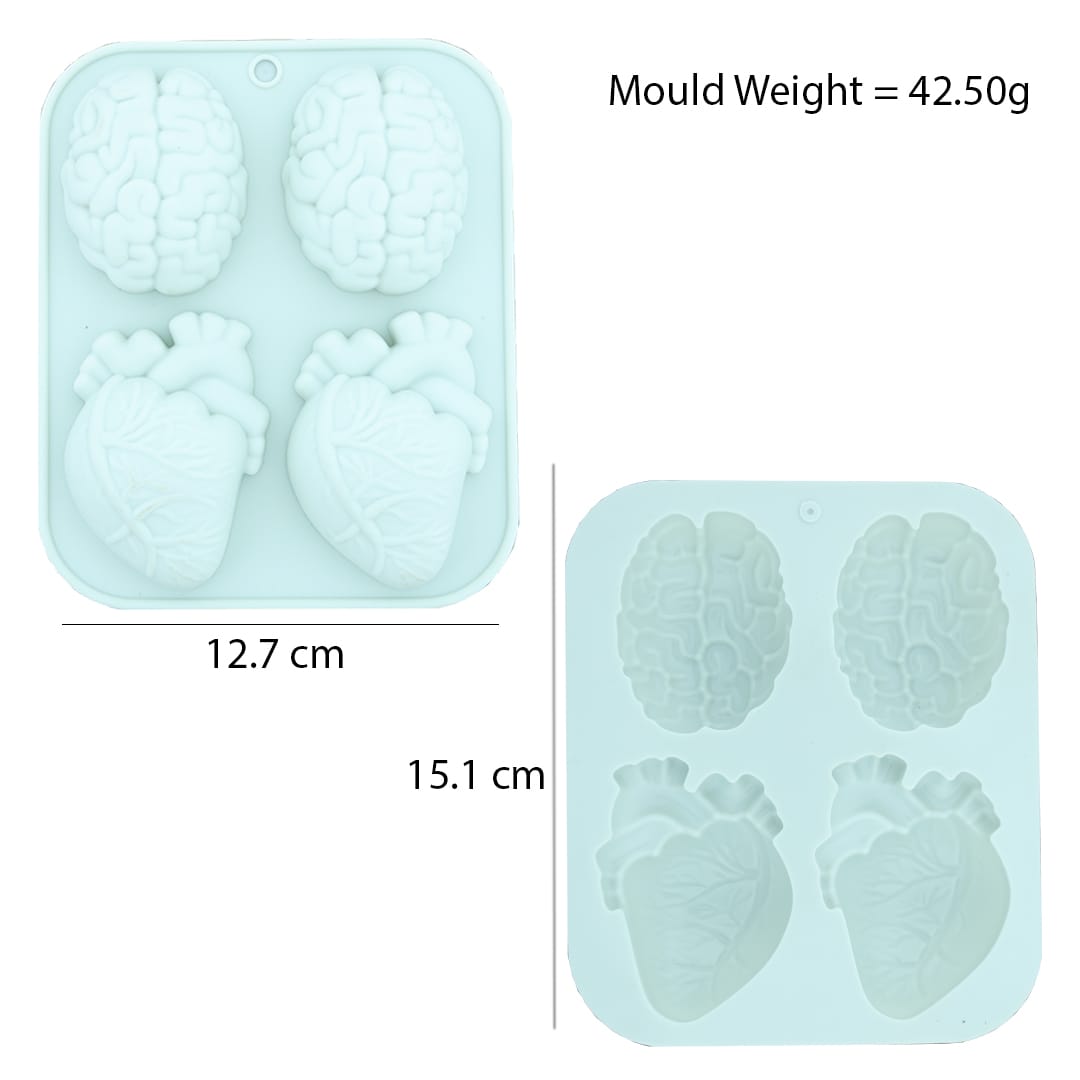 JUST CRAFT IT Silicon Mould 4 Cavity Brain & Lungs Mould silicon soap mould