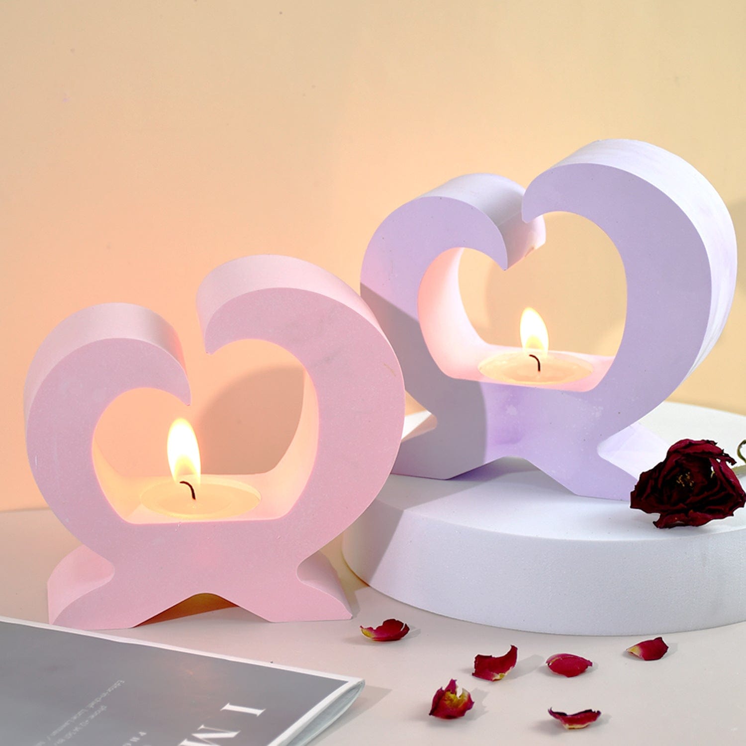 My Store Silicon Mould Heart Shaped T-Light Candle Holder Mould