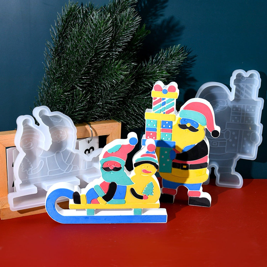 My Store Silicon Mould Santa and Snowman Sledge Mould