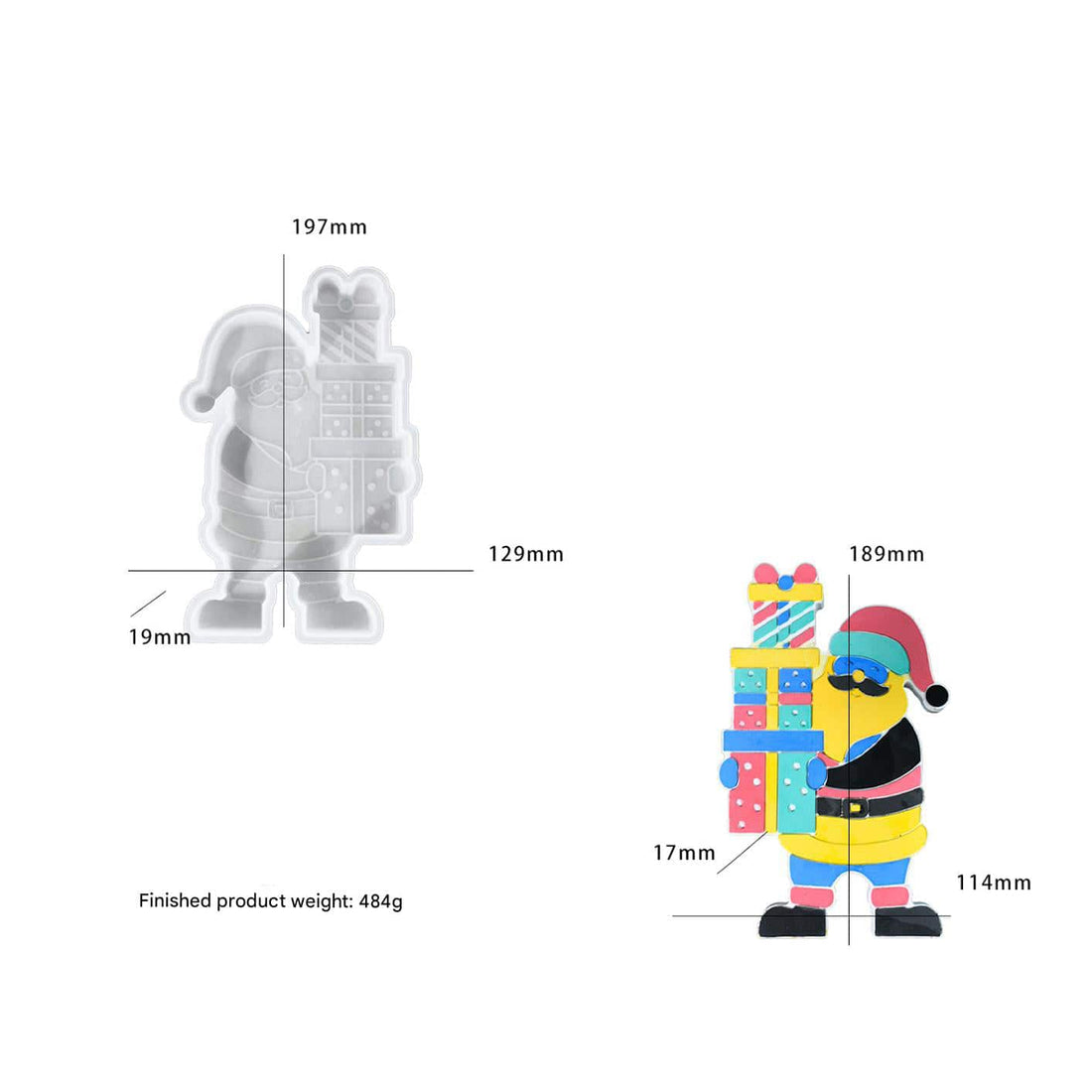 My Store Silicon Mould Santa Claus Holding Gifts Mould