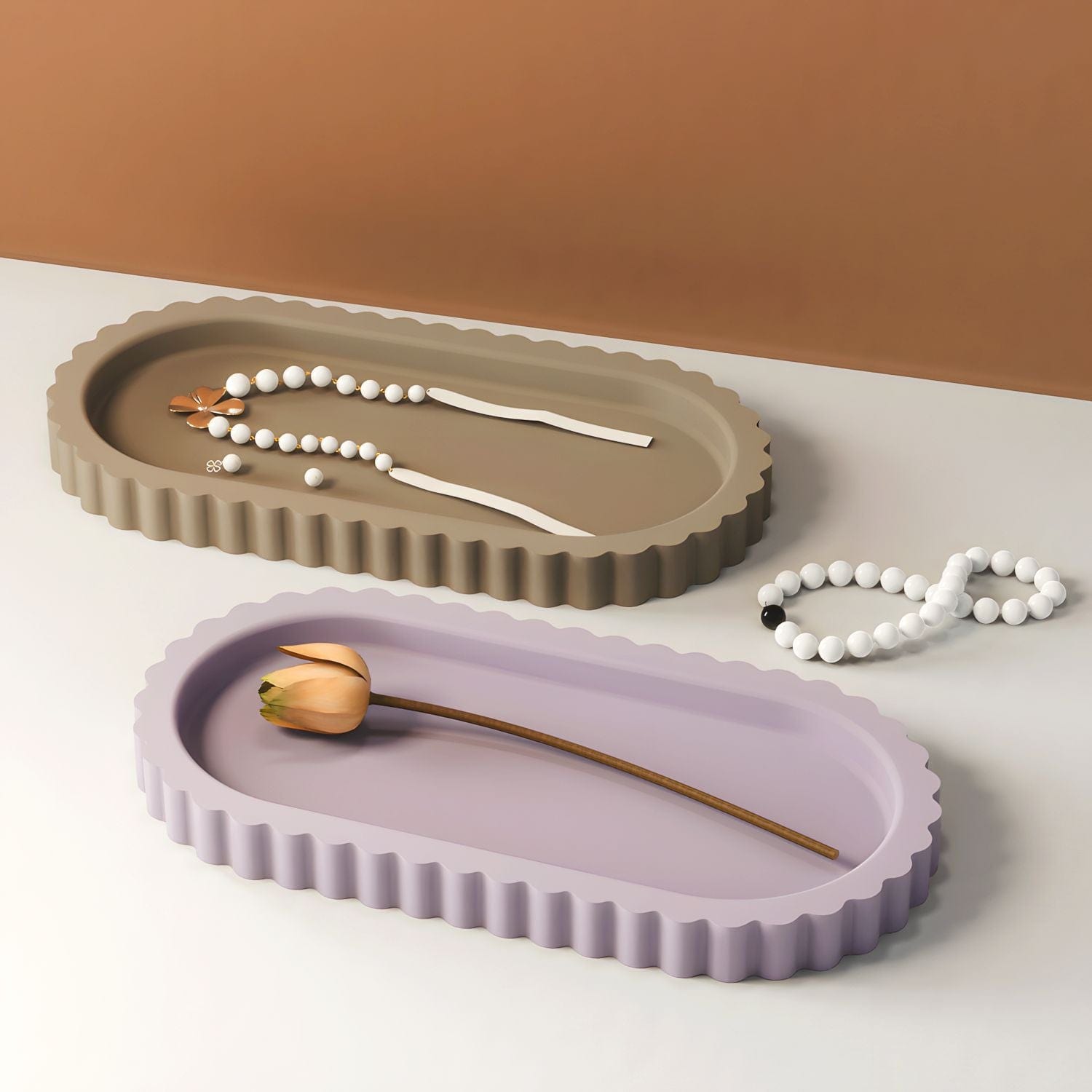 My Store Silicon Mould Oval Striped Trinket Tray Mould