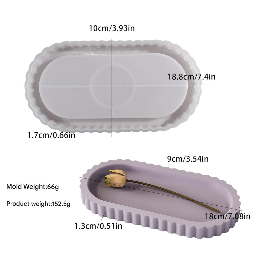 My Store Silicon Mould Oval Striped Trinket Tray Mould