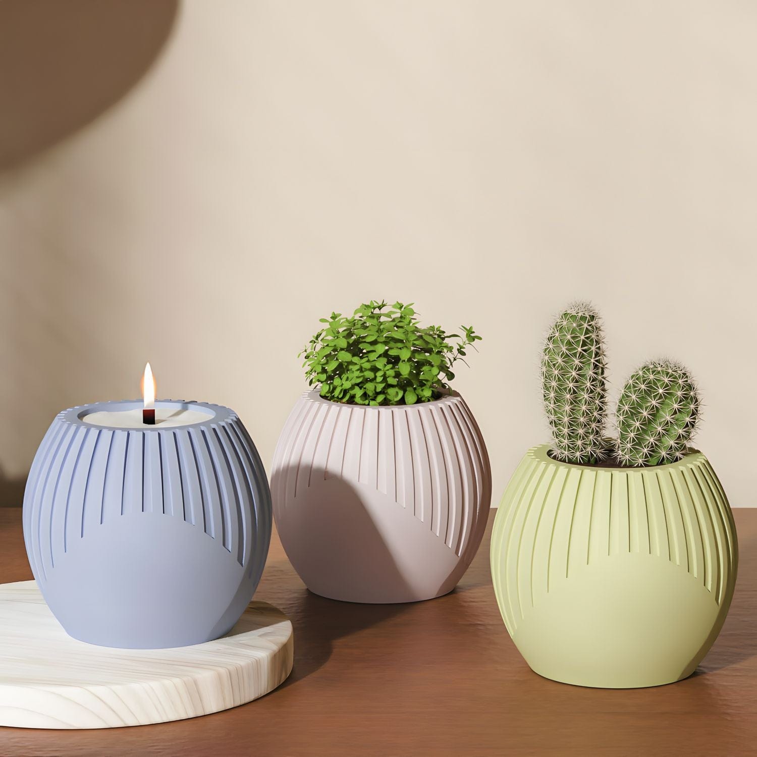 My Store Silicon Mould Vertical Striped Spherical Candle & Planter Mould