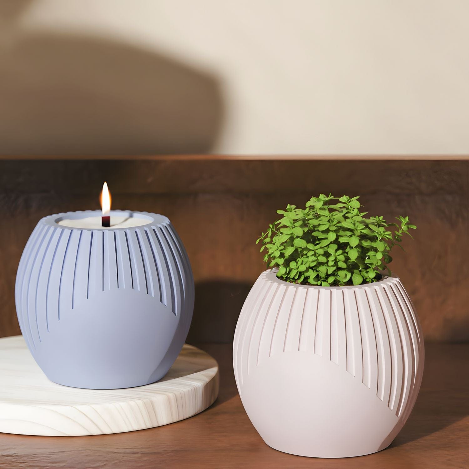 My Store Silicon Mould Vertical Striped Spherical Candle & Planter Mould