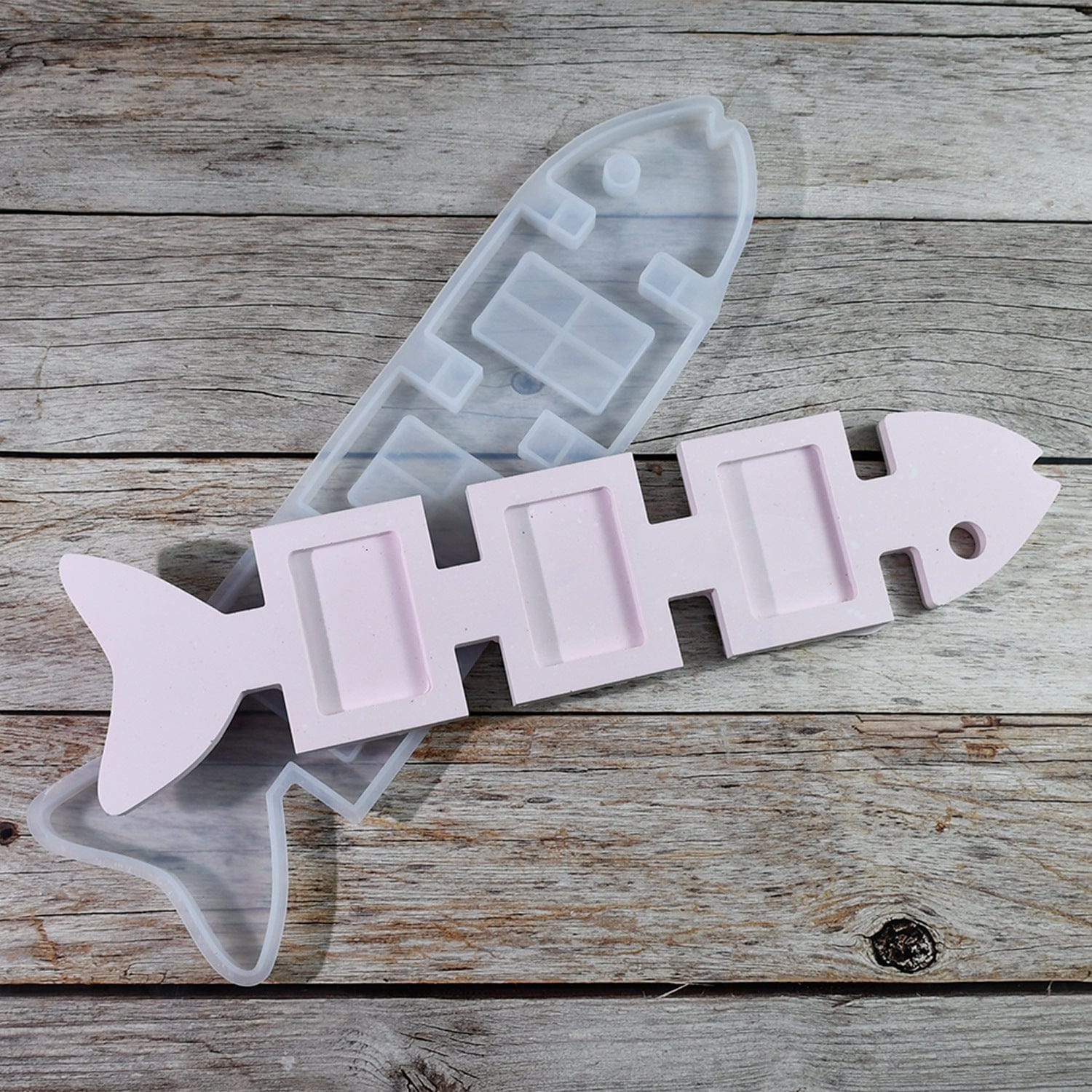 My Store Silicon Mould Fish Shape Triple Photo Frame Mould