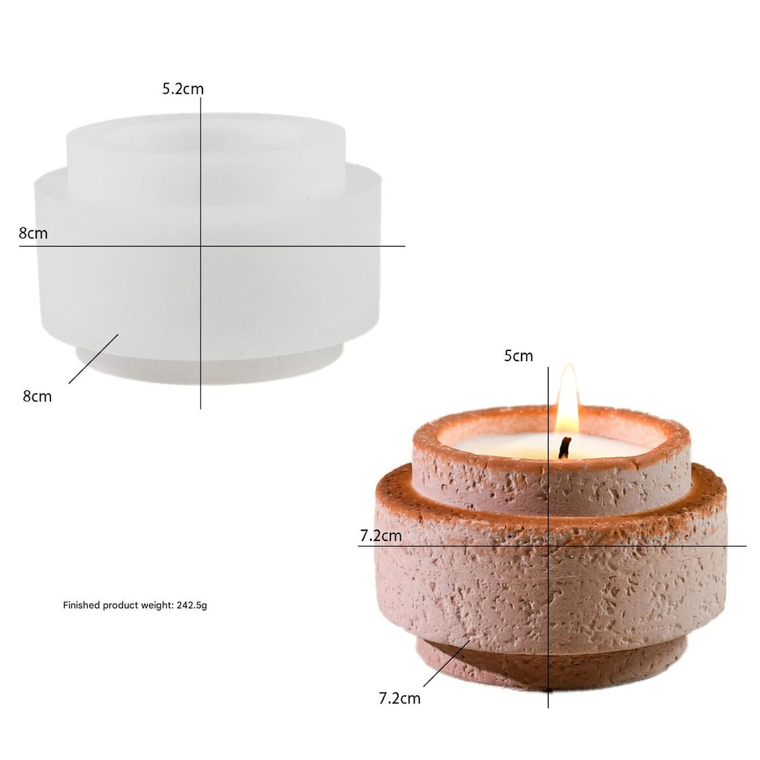My Store Silicon Mould Cement Cylindrical Candle Cup Mould