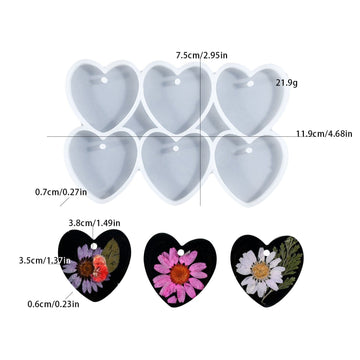 My Store Silicon Mould 6 Cavity Heart Keychain & Pendant Mould
