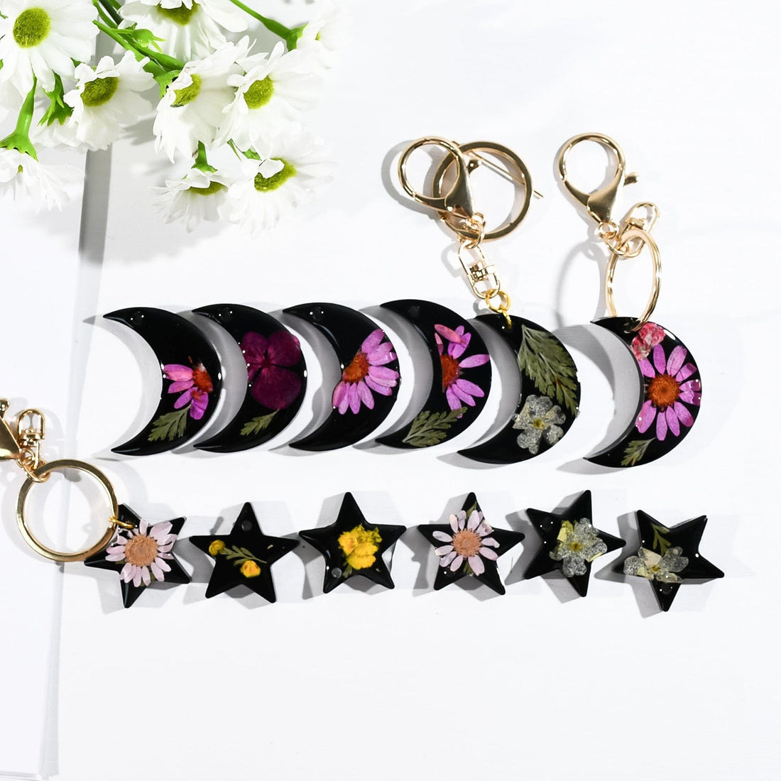 My Store Silicon Mould 6 Cavity Moon Keychain & Jewellery Mould