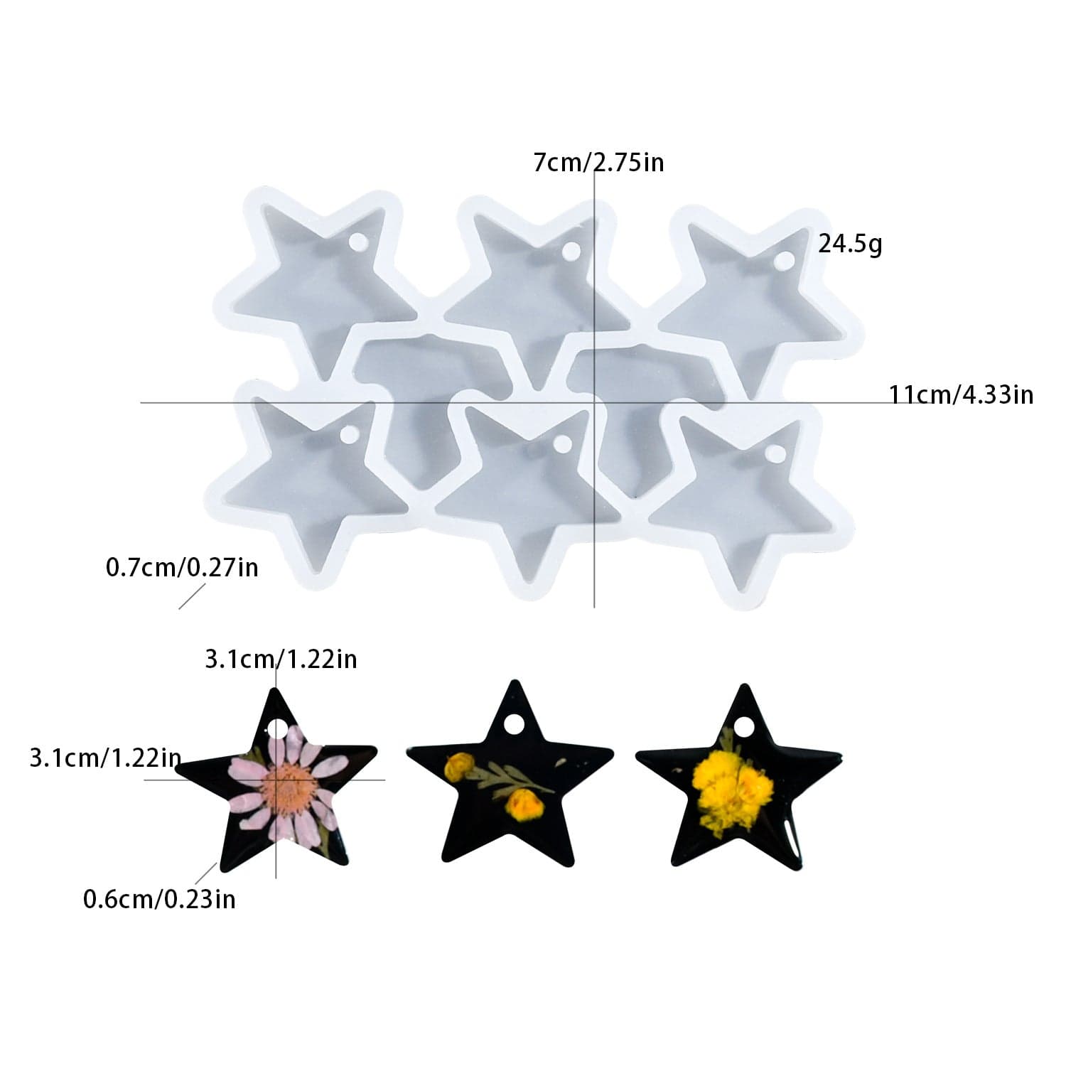 My Store Silicon Mould 6 Cavity Star Jewellery & Keychain Mould