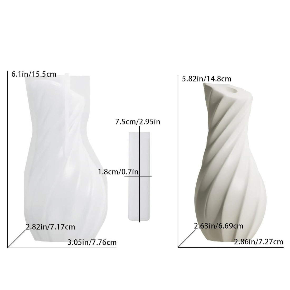 My Store Silicon Mould Fine Oblique Mouth Vase Mould