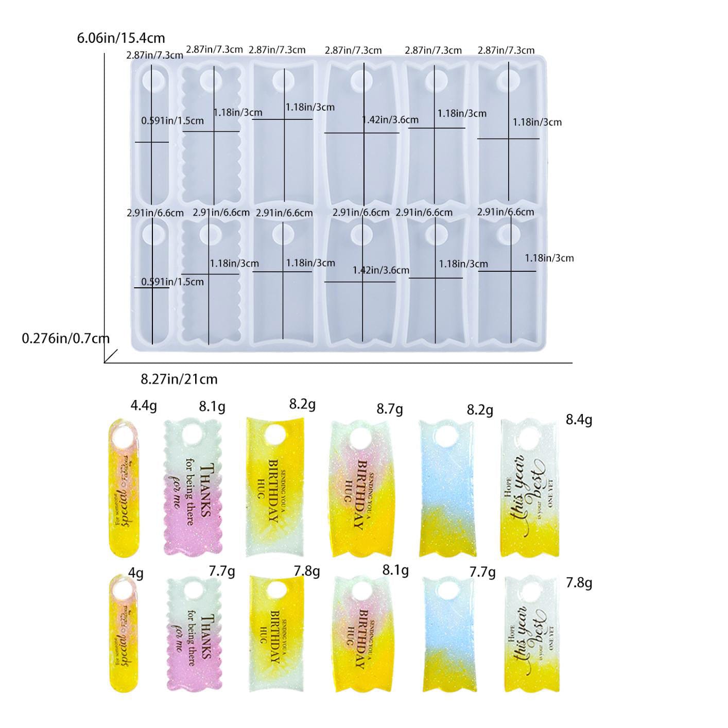 My Store Silicon Mould 12 Cavity Name Plate & Bookmark Mould