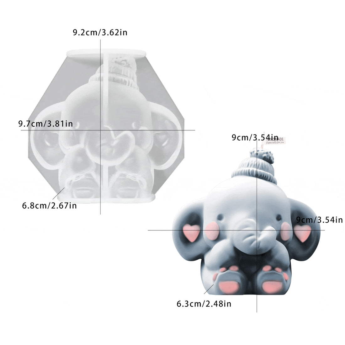My Store Silicon Mould 3D Cute Elephant Candle Mould
