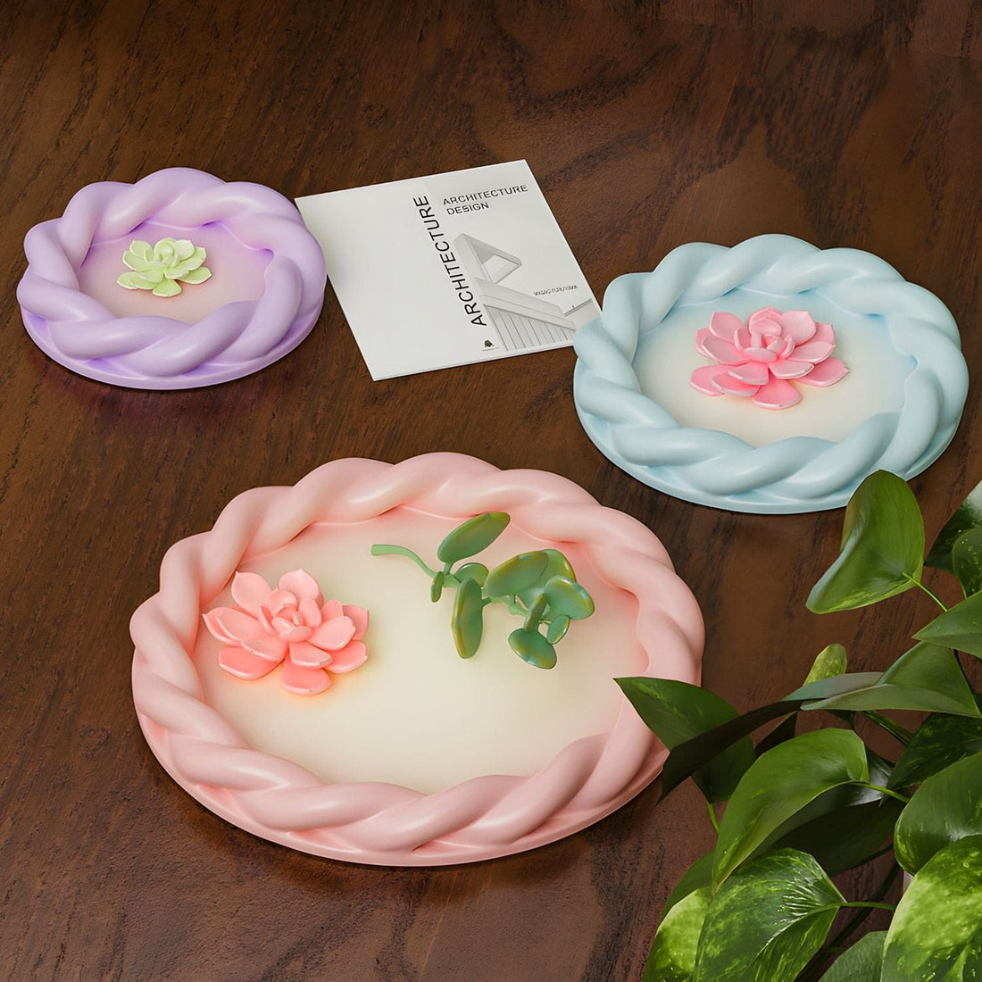 My Store Silicon Mould Small Round Twisted Plate Tray Mould