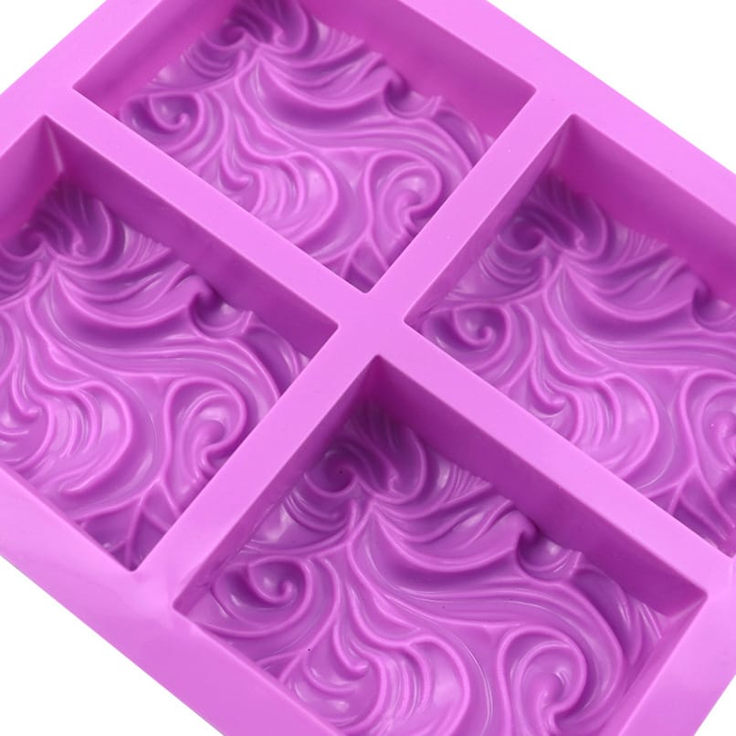 My Store Silicon Mould Wave Pattern 4 Cavity Bar Soap Mould