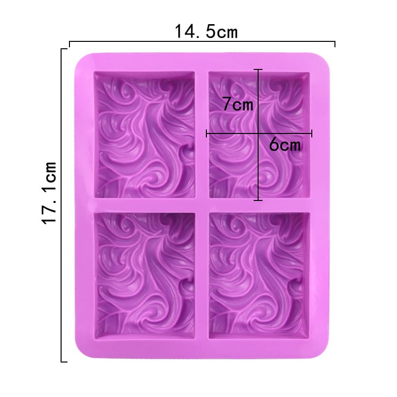My Store Silicon Mould Wave Pattern 4 Cavity Bar Soap Mould