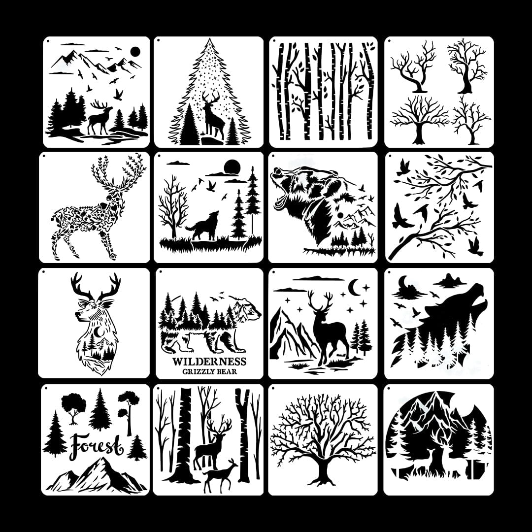 Crafteria 16 In 1 Forest Stencil Set