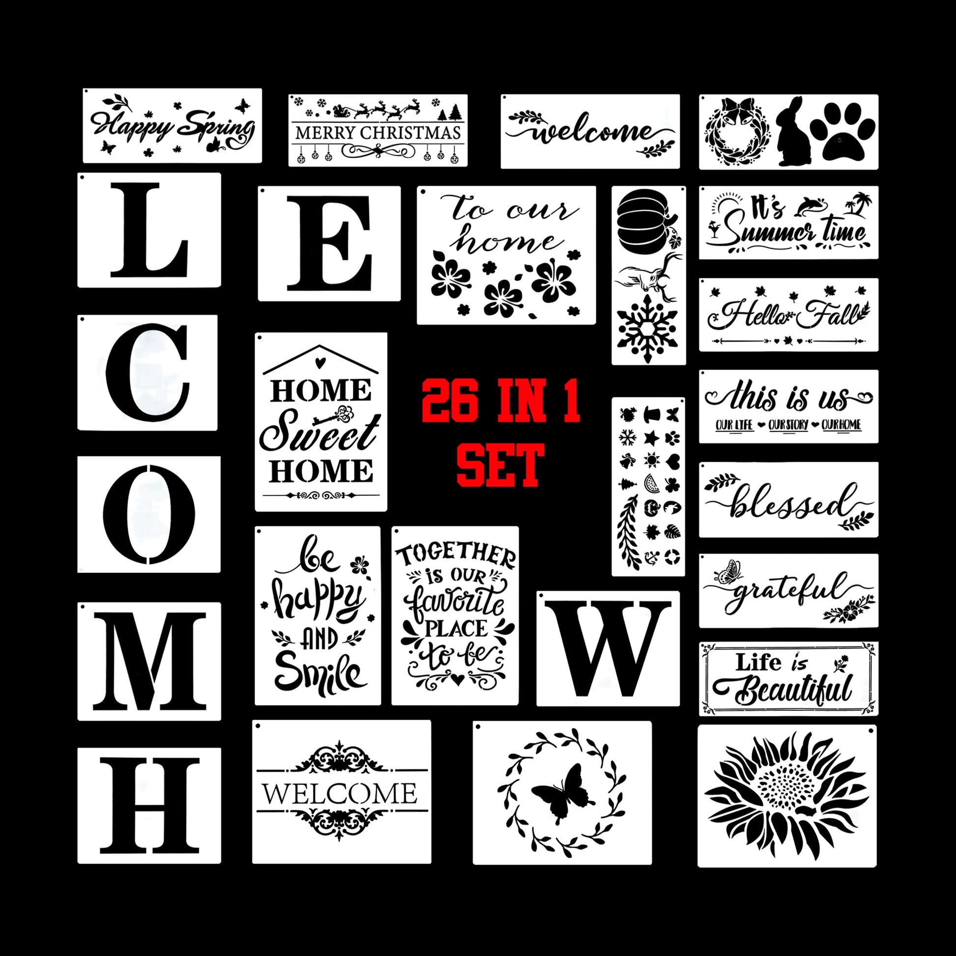 Crafteria 26 In 1 Forest Stencil Set
