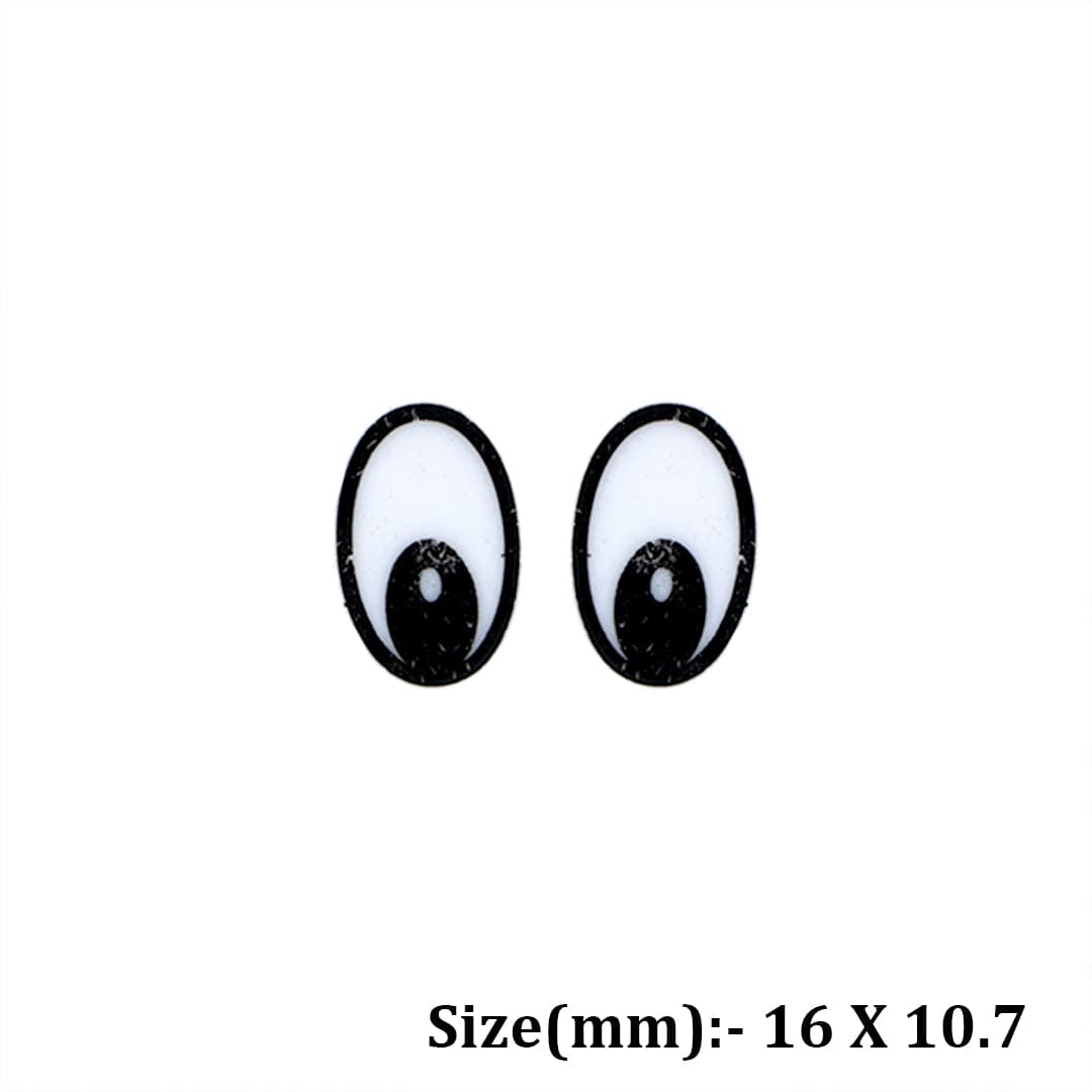 Crafteria Black 16 x 10.7mm Oval Eyes Flat Base